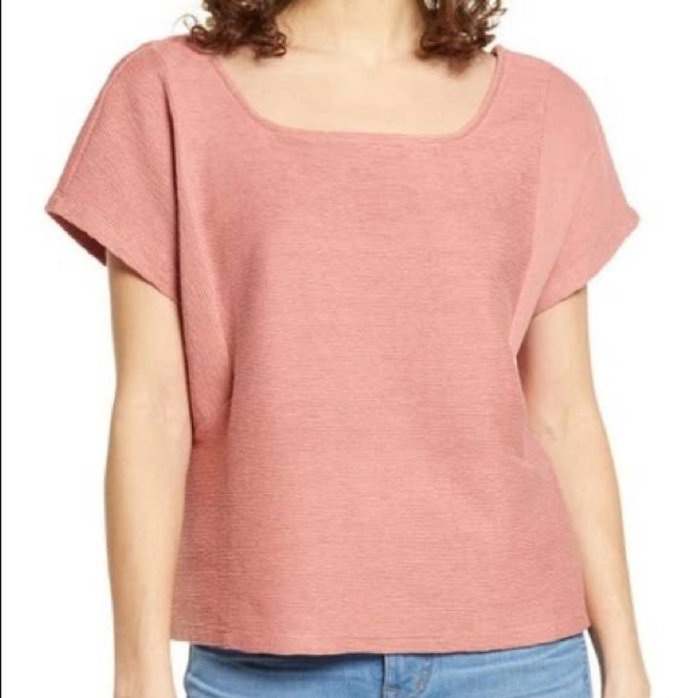 Madewell Ottoman Square Top Rose Dusty Pink